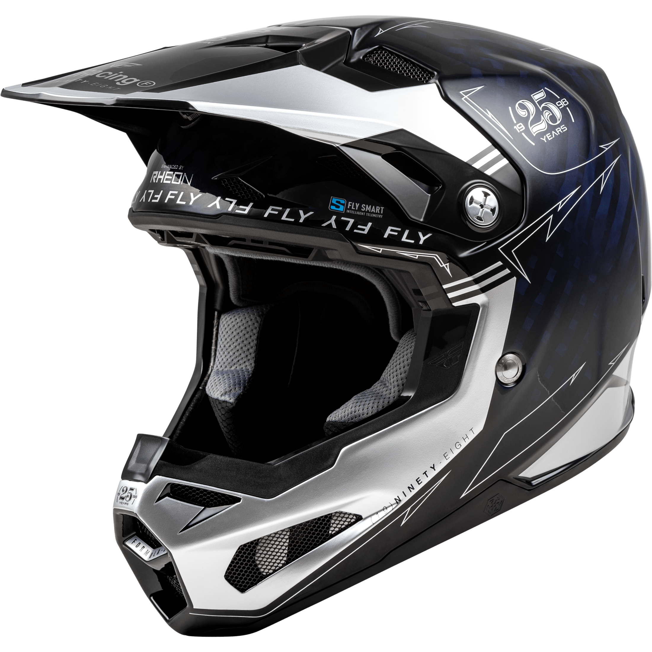 FLY RACING FORMULA S CARBON LEGACY HELMET BLUE CARBON/SILVER 2X