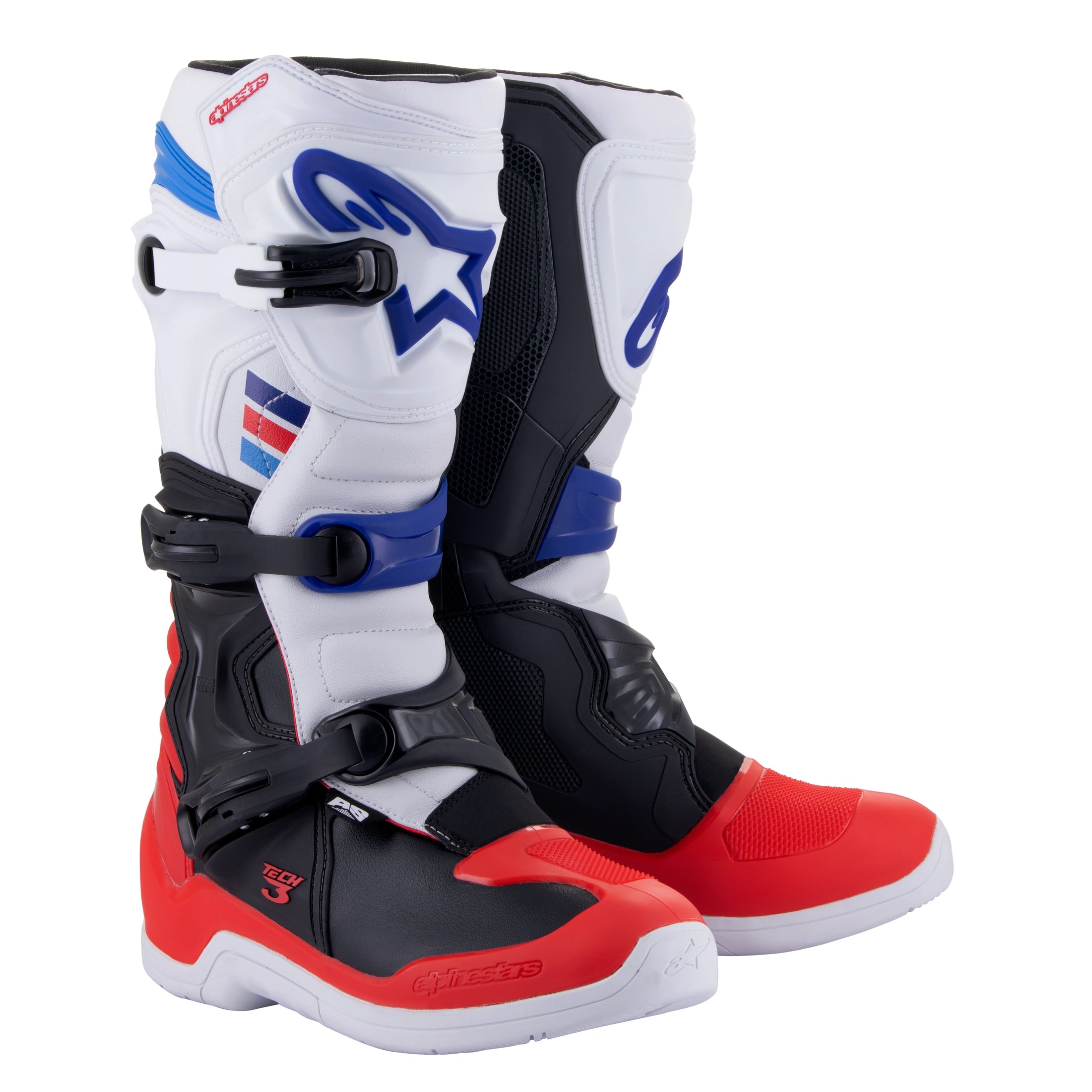ALPINESTARS TECH 3 BOOTS WHITE/RED/BLUE SZ 10